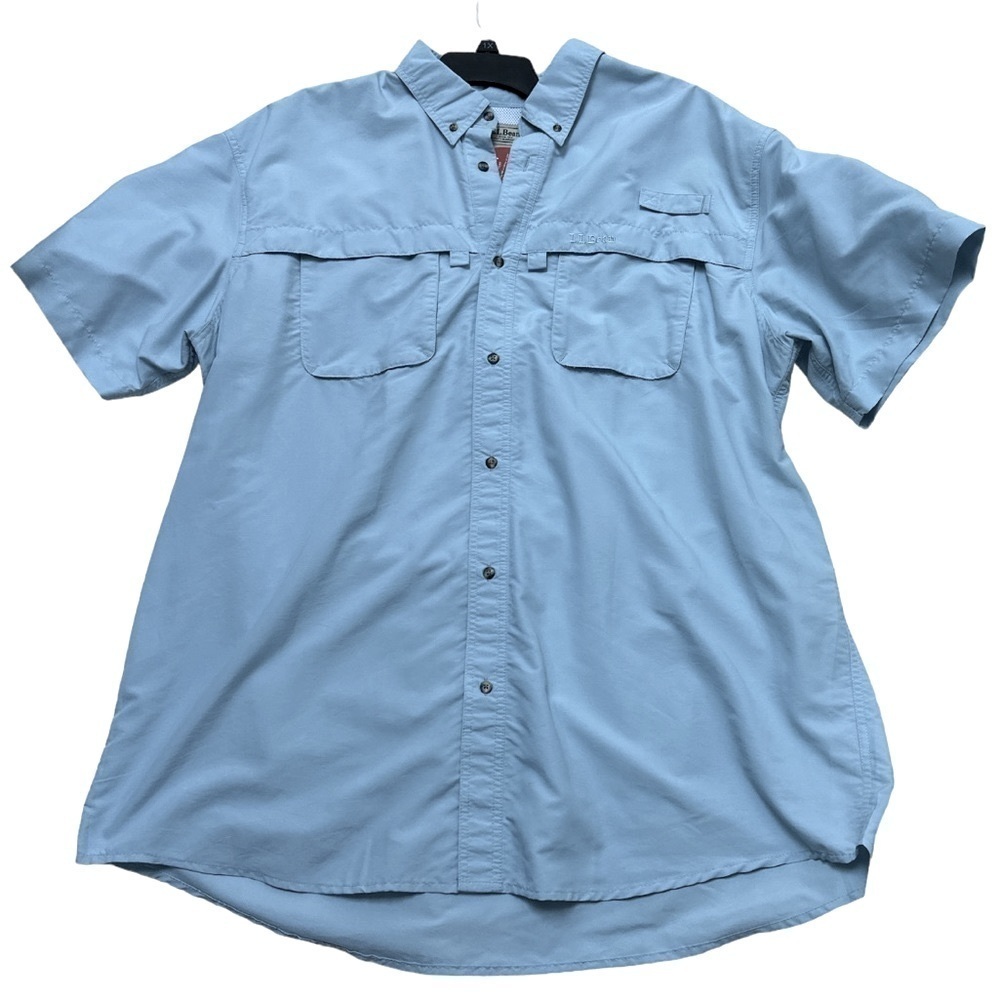 LLBean Sunsmart UPF Outdoor/Fishing Button Down Vented, Short Seeve Shirt